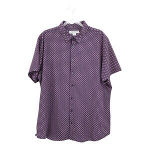 Mizzen Main Performance Shirt Mens XXL 2XL Trim Floral Button Up Short Sleeve